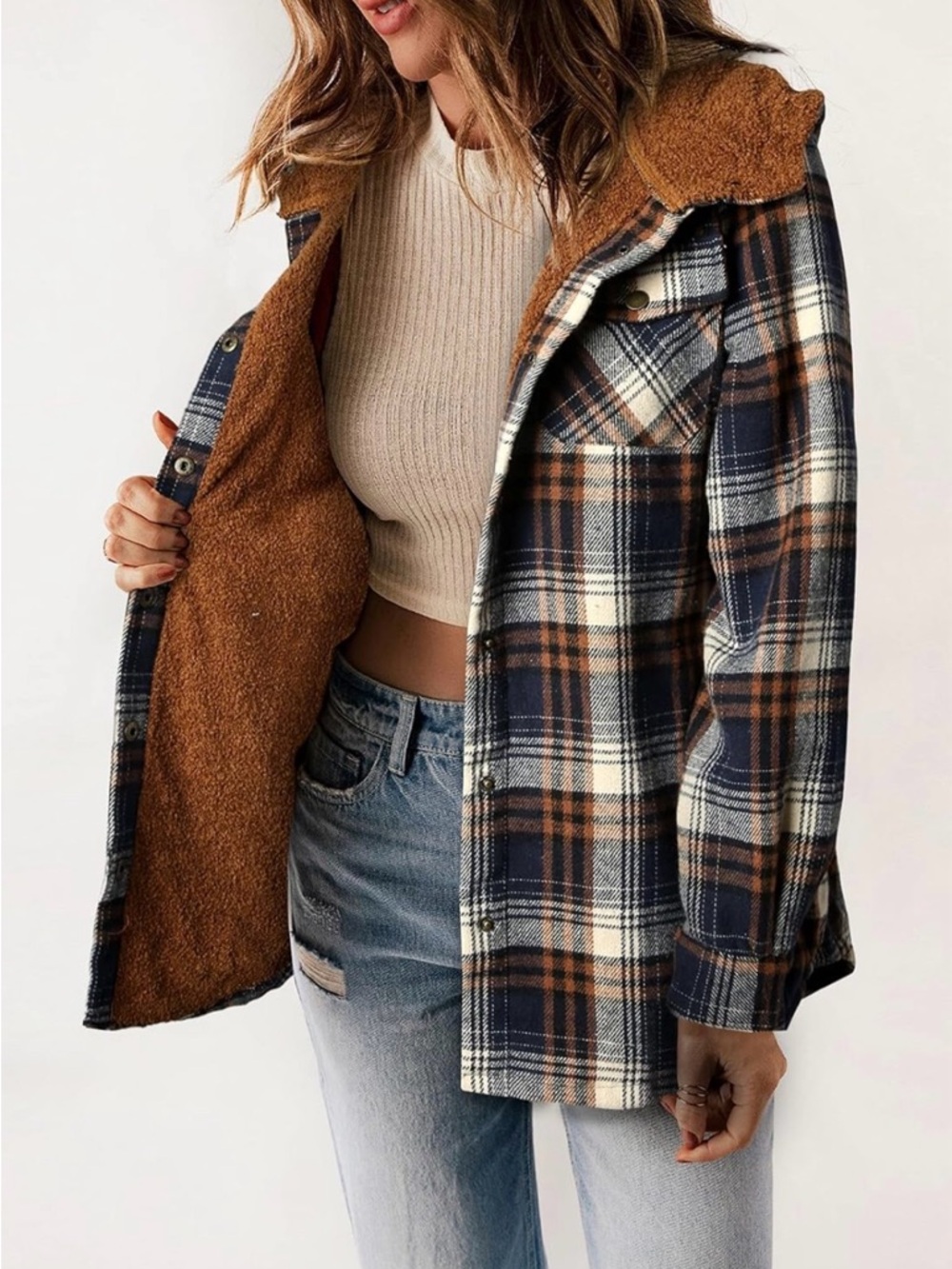 Dokotoo Womens Plaid Shacket, Size 2XL, Like New - Picture 2 of 7